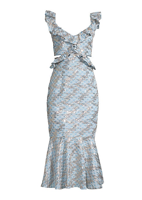 Ruffled Fishtail Sequin Dress