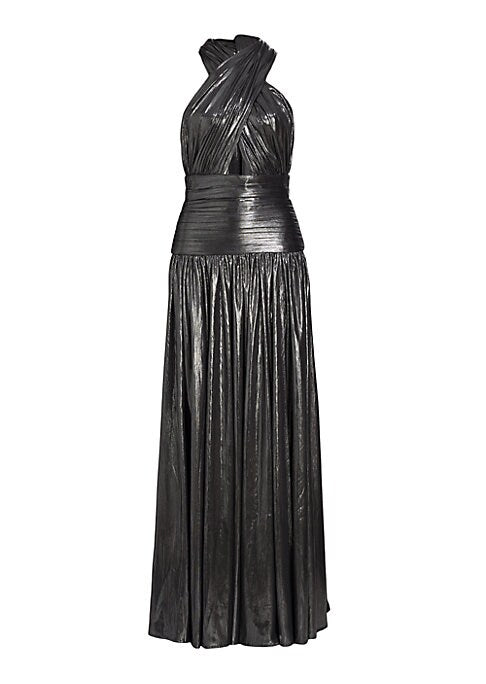 Metallic Halter Evening Gown