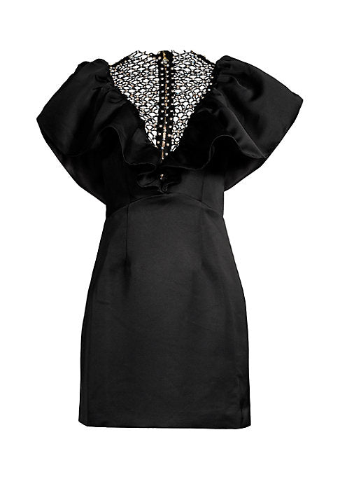Satin Pearl Ruffle Dress