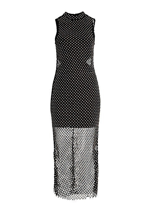 Pearl Mesh Cut-Out Dress