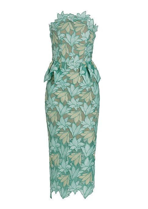 Lace Peplum Midi-Dress