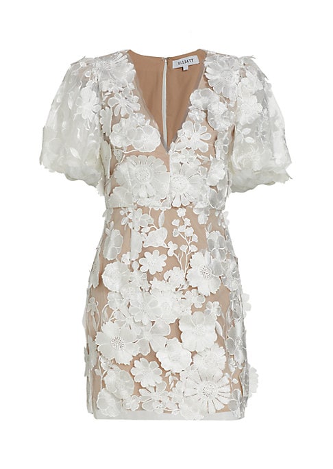 Floral Lace Puff Dress