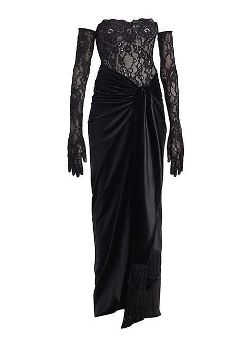 Enchanting Lace Velvet Gown