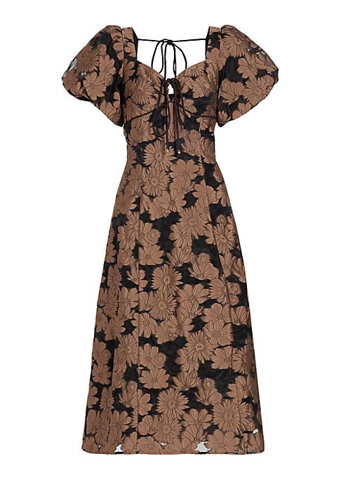 Floral Puff Midi Dress