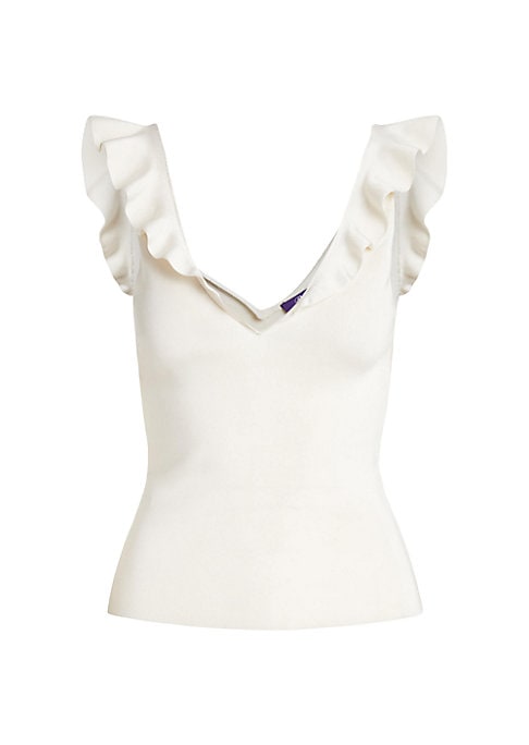 Ruffled Silk V-Neck Sweater
