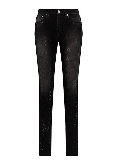 Crystal-Studded Denim Trousers