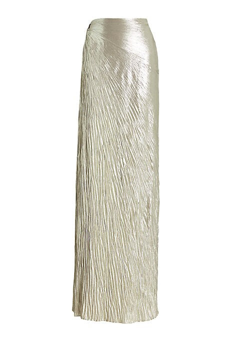 Metallic Pleat A-Line Skirt