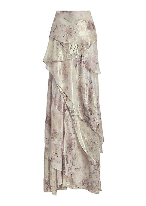 Metallic Asymmetrical Maxi Skirt