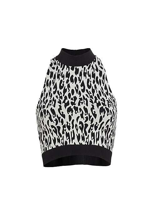 Leopard Mock Neck Crop