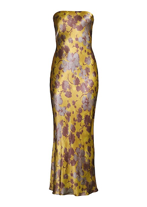 Floral Satin Evening Gown