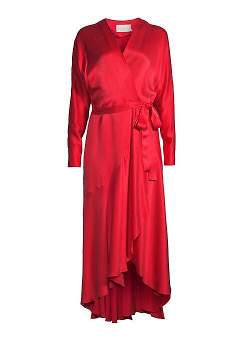 Silk Wrap Midi Dress