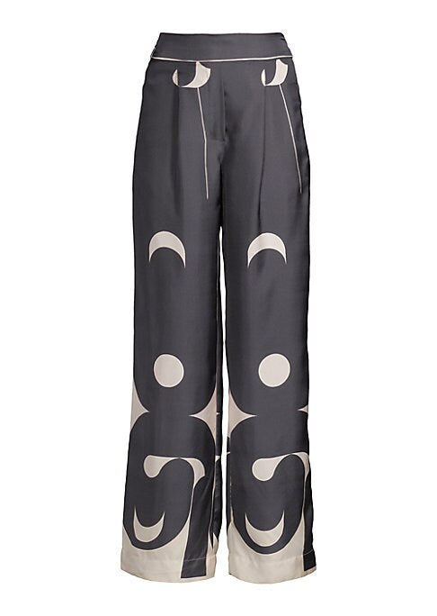 Silk Geometric Wide Pants