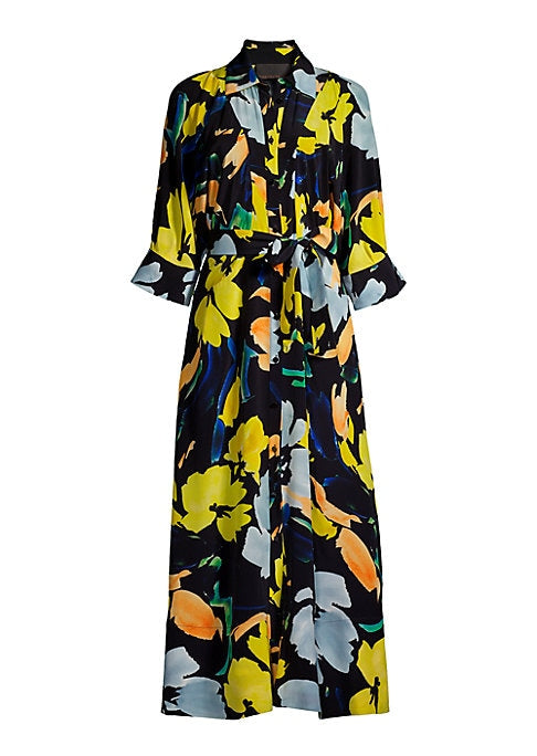 Silk Floral Midi-Dress