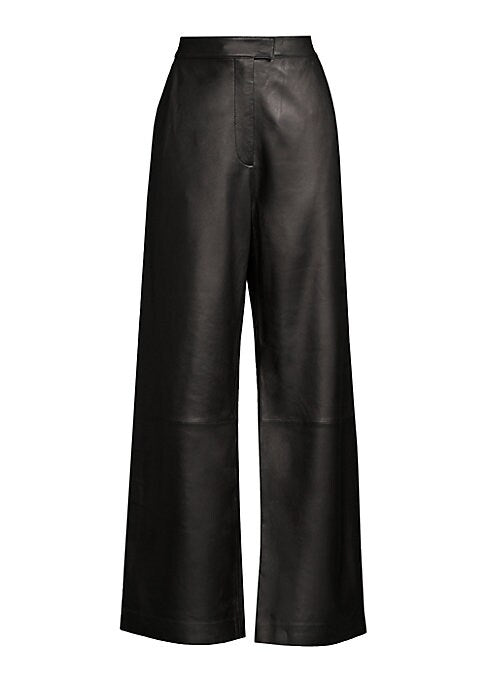 Chic Wide-Leg Leather Trousers