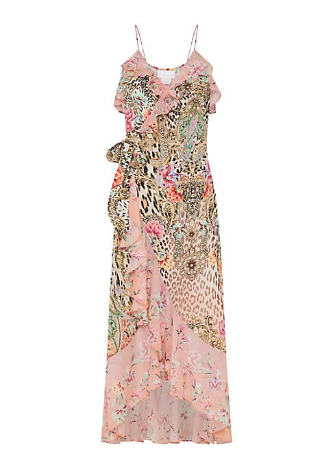 Ruffled Silk Wrap Dress