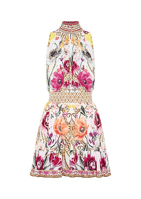 Floral Silk Halter Dress