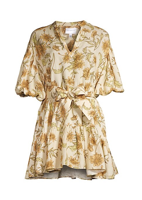 Floral Balloon-Sleeve Dress