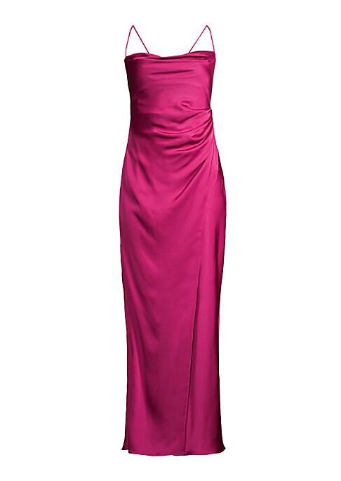 Draped Satin Midi Dress