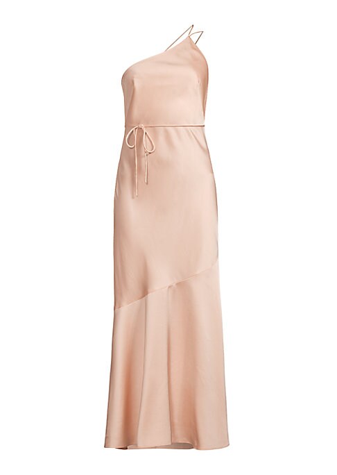 Satin One-Shoulder Midi Dress
