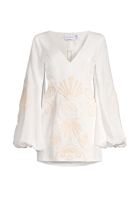 Embroidered Balloon Sleeve Dress
