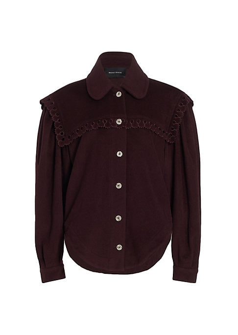 Embroidered Wool Shirt Jacket