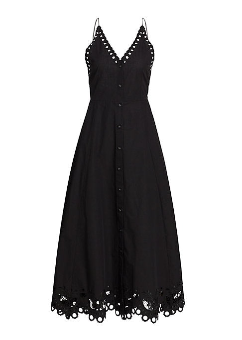 Eyelet V-Neck Midi Dress