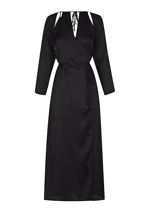 Satin Wrap Midi Dress