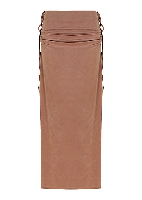 Ruched Velvet Maxi Skirt