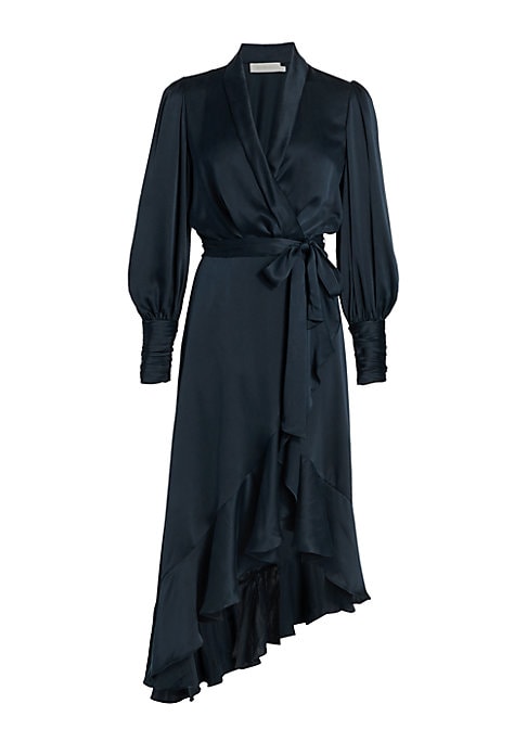 Ruffled Silk Wrap Dress