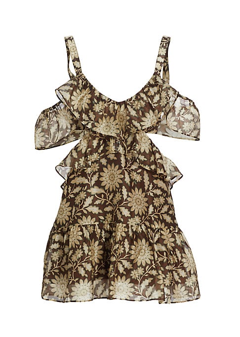 Floral Ruffle Cut-Out Dress