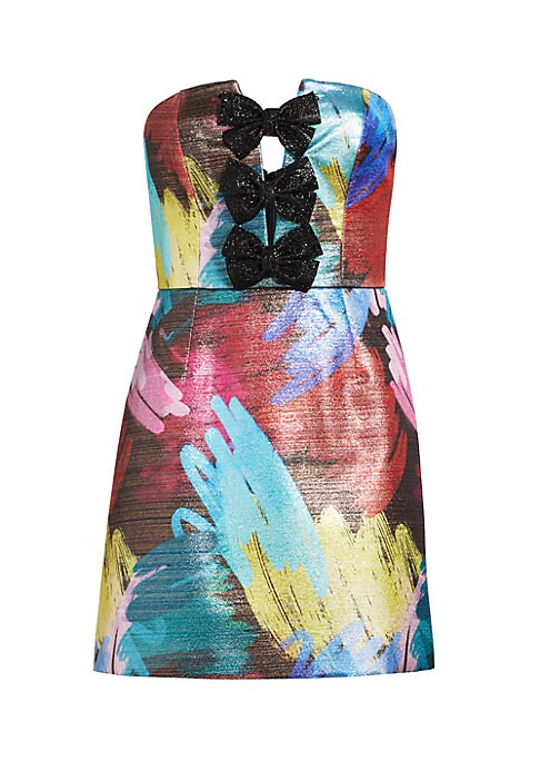 Metallic Bow V-Neck Dress