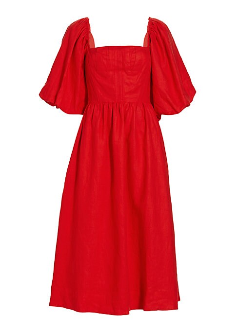 Puff Sleeve Linen Dress