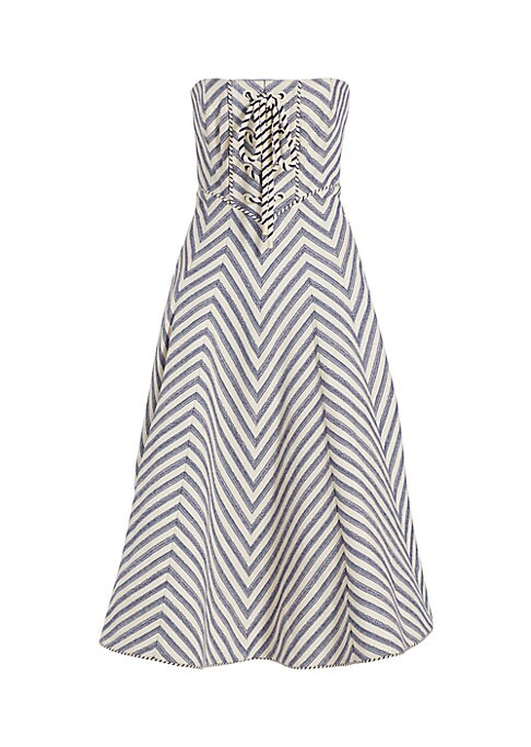 Striped A-Line Midi Dress