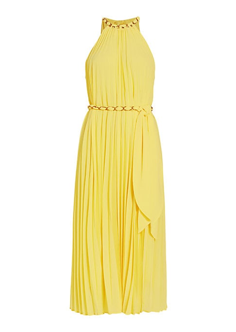 Elegant Pleat Halter Dress