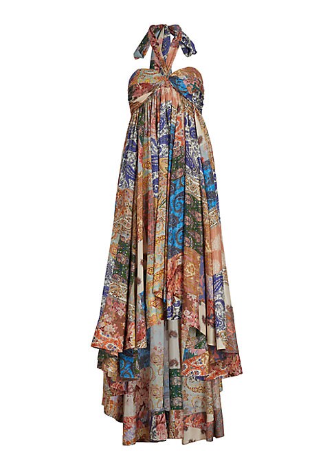 Silken Paisley Halter Dress