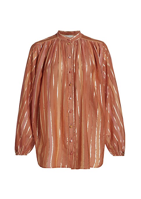 Metallic Stripe Cotton Blouse