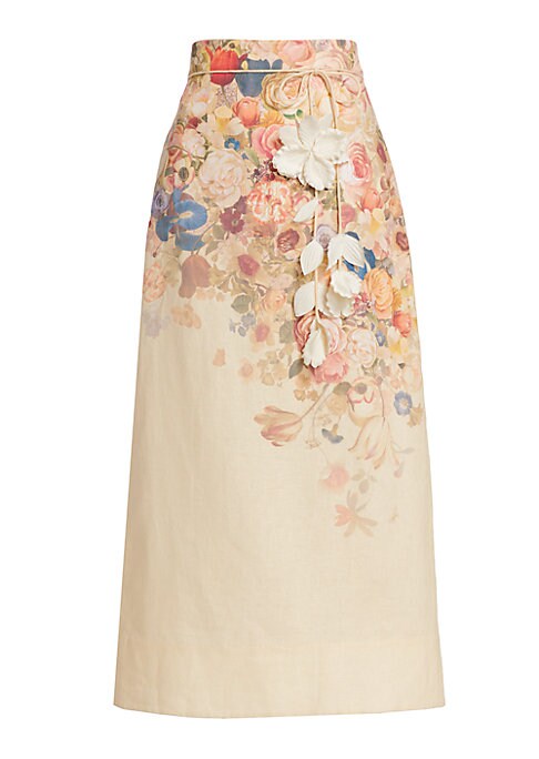 Floral Tie Midi Skirt