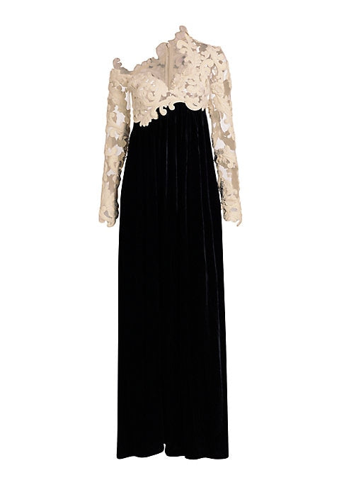 Embroidered Velvet Elegance Gown