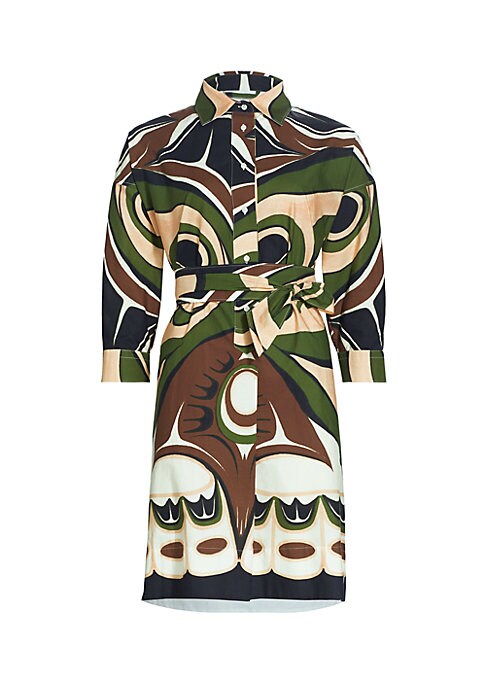 Abstract Print Belted Dress