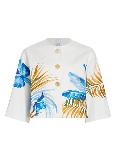 Tropical Canvas Crop Jacket