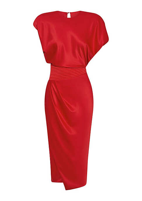 Satin Asymmetric Midi Dress