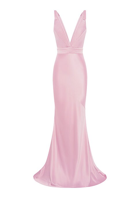 Lustrous Satin V-Neck Gown