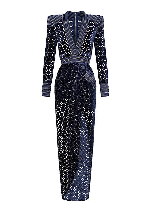 Gilded V-Neck Gown