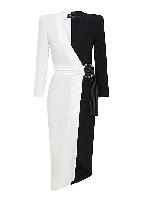 Chic Colorblock Wrap Dress