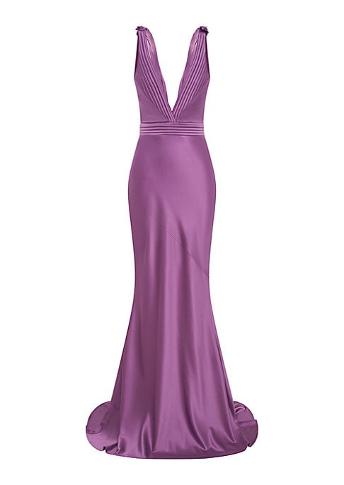 Elegant Satin V-Gown