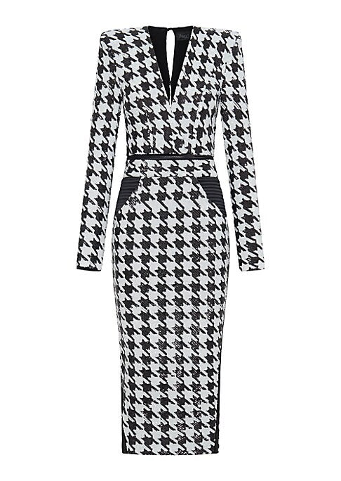 Versatile Houndstooth Midi Dress