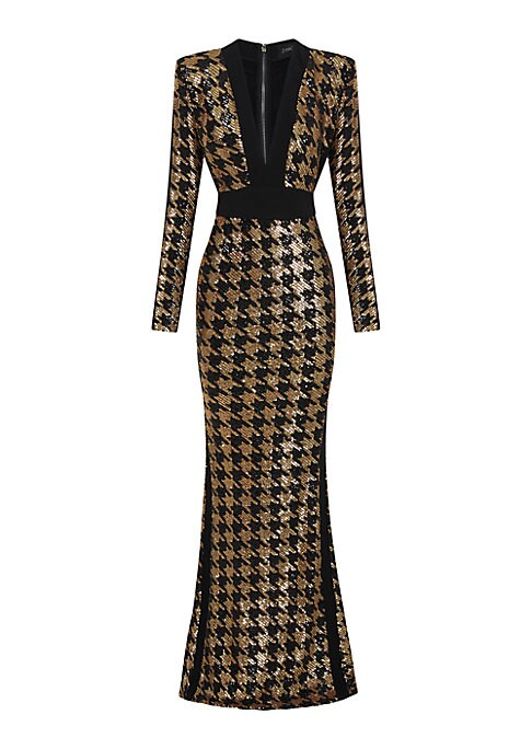 Sequined Houndstooth Dress