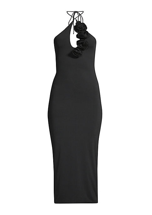 Rosette Keyhole Midi Dress