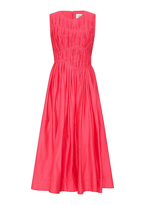Gathered Linen Midi Dress
