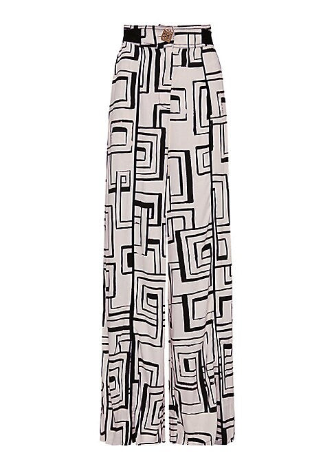 Abstract Split-Leg Trousers